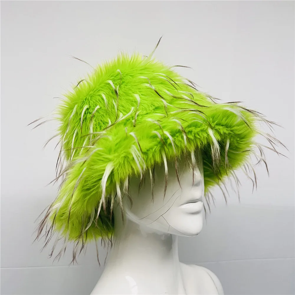 Neuer Kunstfell-Hut für Damen, Eleganter Herbst- und Winter-Fischerhut, Koreanischer Hochwertiger Warmer Damen-Bucket-Hat, Plüsch-Bucket-Cap – Detail 25