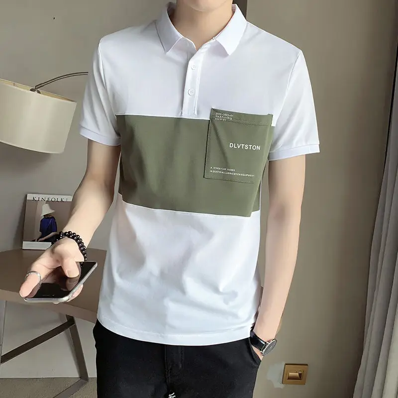

Fashion Lapel Spliced Pockets Polo Shirts Men's Clothing 2024 Summer New Oversized Casual Pullovers Tops Korean Tee Shirt