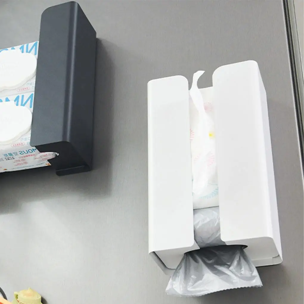 Wall Mounted No punching magnet storage container Garbage Bag Dispenser Self Adhesive Kitchen Bathroom Paper Tissue Holder 2