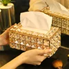 Crystal Glass Tissue Box Cover Home Hotel Car Pen Holder Tools Cosmetic Accessories Desktop Storage Racks Decoration Paper Towel 1