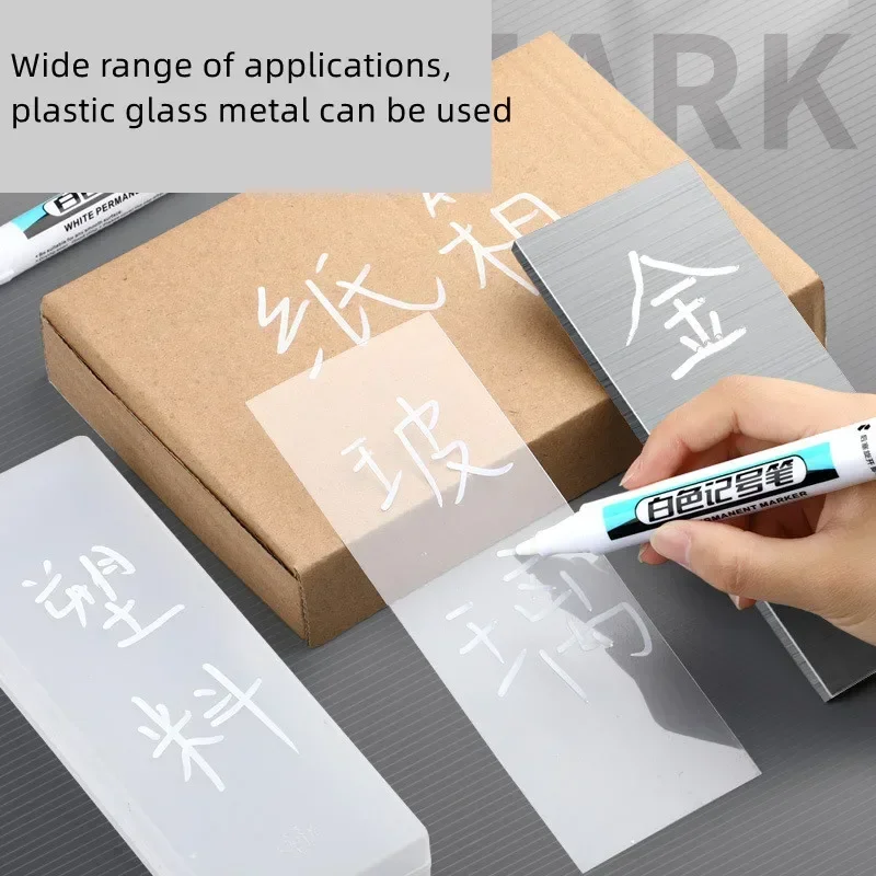 Permanent Marker Pen Permanent Marker White Marker Pens Paint Marker Pen Markers Pen Permanent Markers Marker Pens Art Marker Pen Art Markers Paint Pen 1.0/2.5MM White Permanent Marker Pens For Wood Rock Plastic Metal Leather Glass Stone Art Supplies 0.7mm Deep Hole
