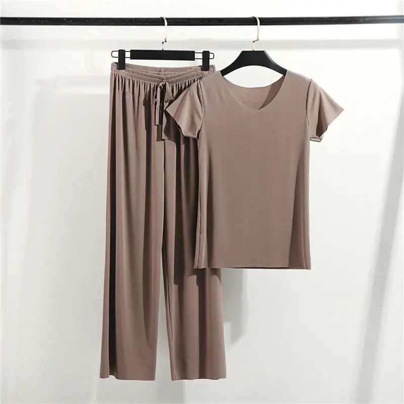 

Female Home Clothes 2 Pieces Set Lady Home Suit Summer Women Lounge Wear Autumn Loose Homewear Suit for Women Pajamas Pants Set