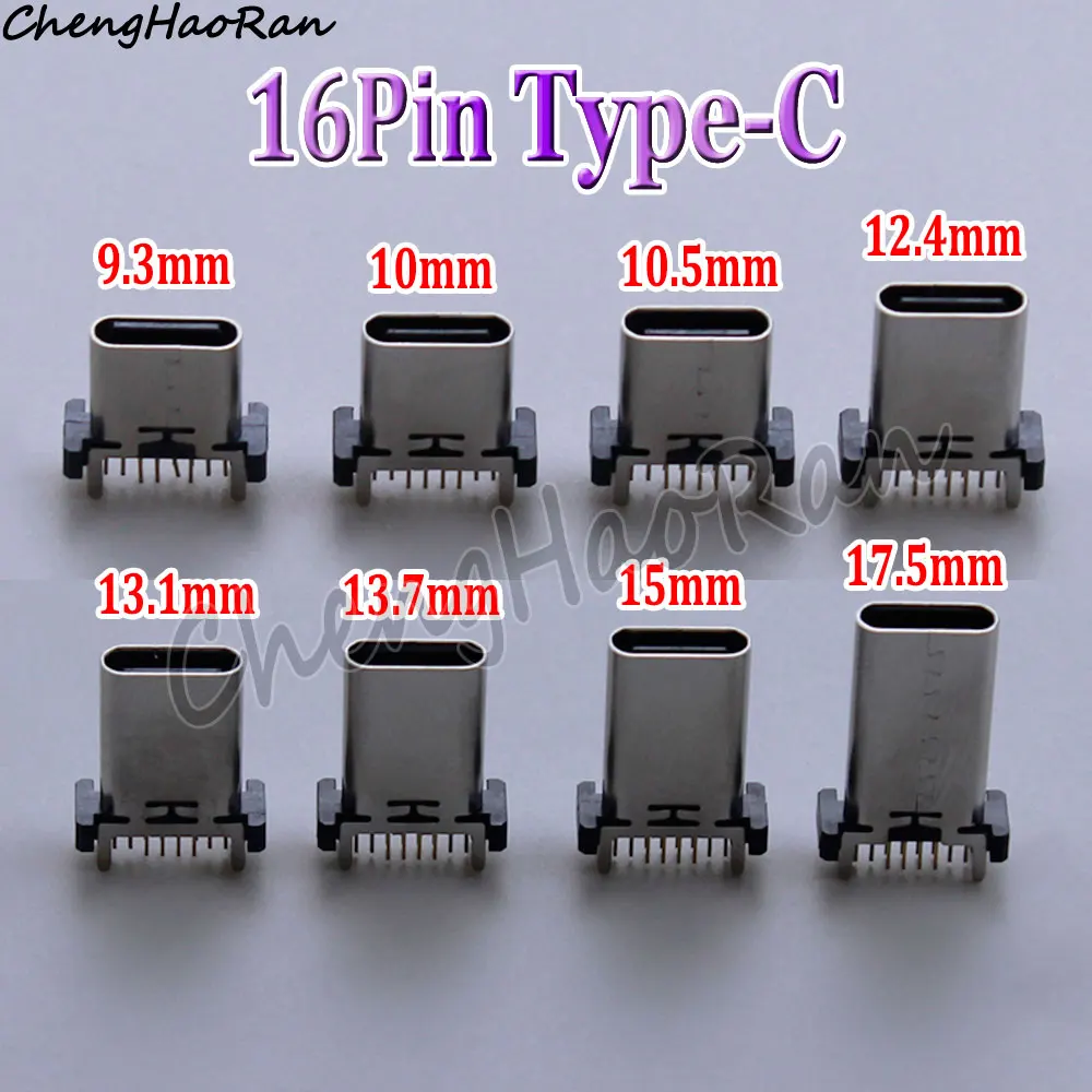 2 PCS 16 핀 유형 C USB 암 소켓 수직 인보드 플러그 커넥터 전자 수리..