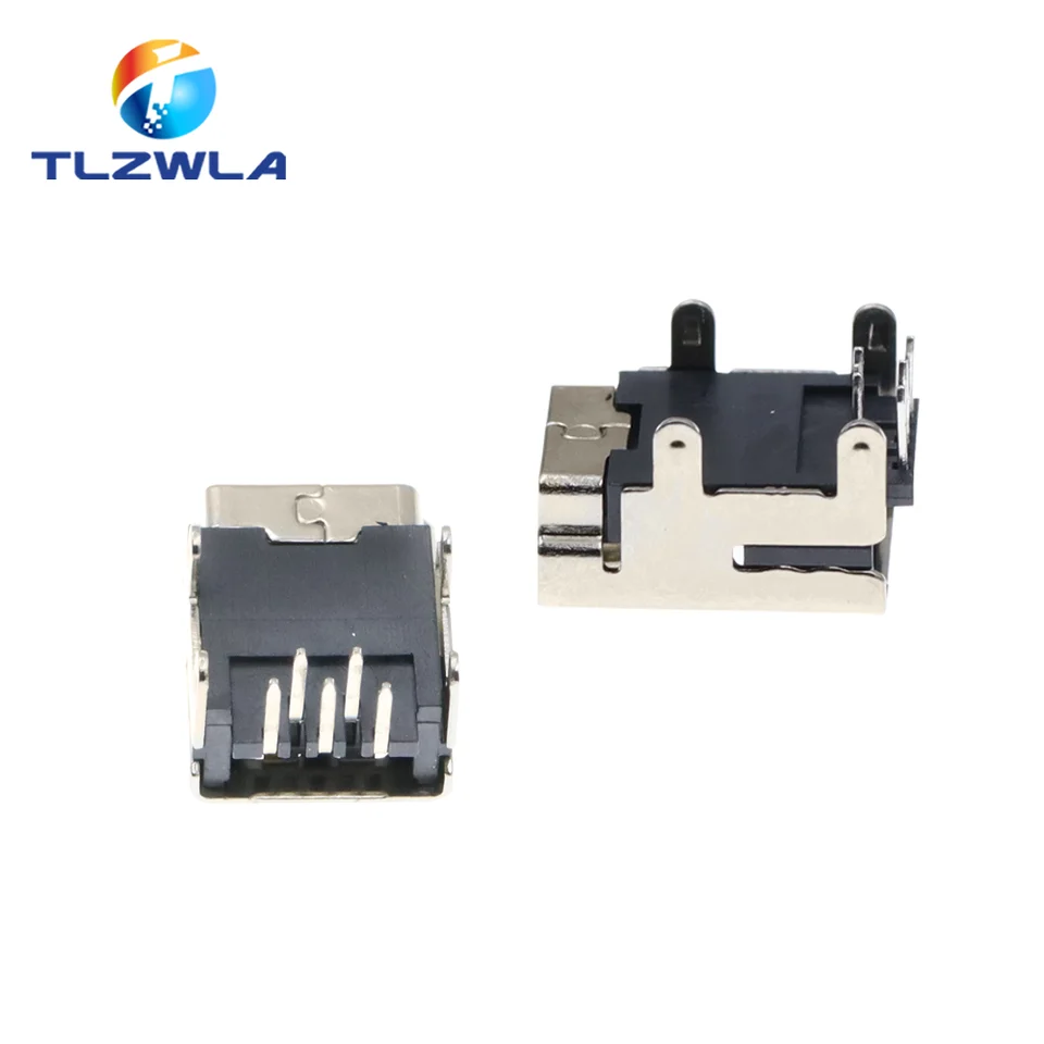 Mini conector USB tipo B hembra, 5 pines, Conector de 180 grados, adaptador de e Mini conector USB tipo B hembra, 5 pines, Conector de 180 grados, adaptador de e
