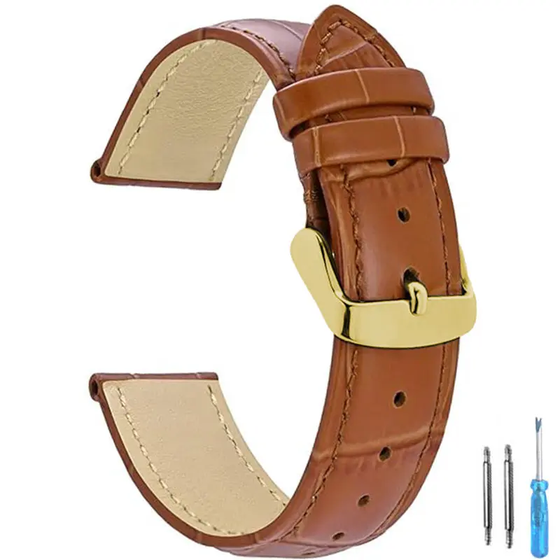 Premium Universal Leather Watch Strap for Men and Women - Elegant Replacement Watchband