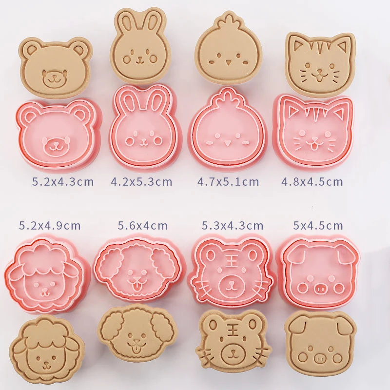 Set of 8 Animal Dog Cookie Stamper Molds