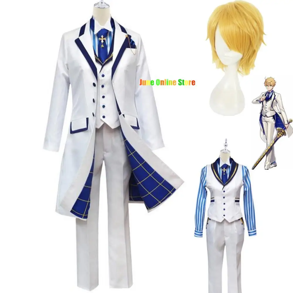 Anime Game Fate Grand Order Fgo Arthur Pendragon Costume Cosplay White Rose King Of Knights Parrucca Windbreak Man Carnival Suit