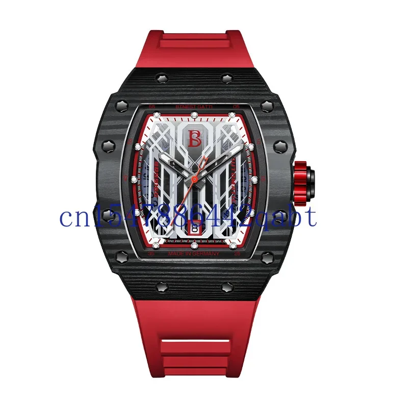 BONEST GATTI Brand Watch Men's Cool Business Carbon Fiber Mechanical Watch