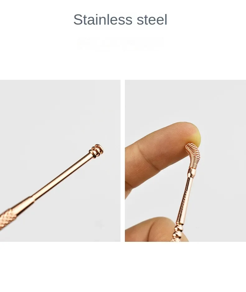 Description Picture 5 of itemStainless Steel Double Head Ear Cleaner Spoon Spiral Ear Pick Spoon Earwax Remover Cleaning Tool Ear Care Ear Clean Tool