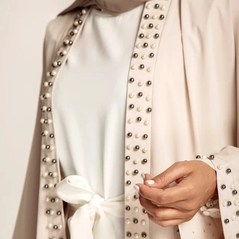 2023 Marocain  Robe SolidMuslim Femme Dress Lace-Up Caftan Open Abaya Woman Dubai Turkey  Abayas for Female