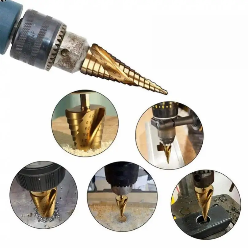 

Razor-sharp 3pcs Triangular Shank Spiral Step Drill for Iron Aluminum Plate, 4-12/20/32mm Triangle Handle Hole Opener
