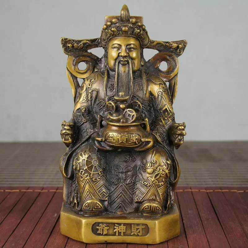 

Китайская Бронзовая статуя бога богатства ручной работы Ming Xuande, 9 дюймов