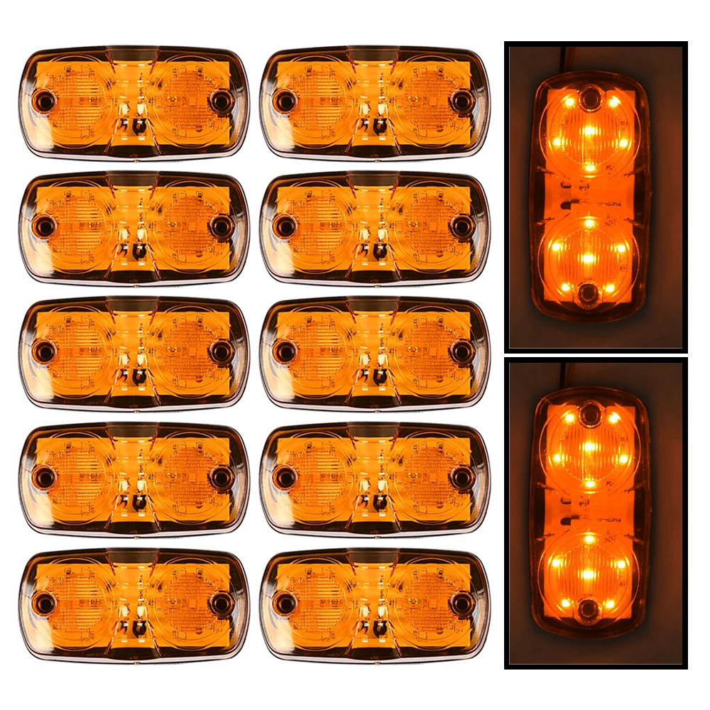 10Pcs24VLEDMarkerLightsForTrucksTrailerClearanceLightsRed