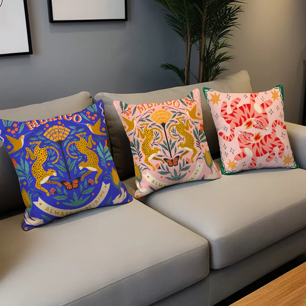 Fodera per cuscino alla moda con simmetria tigre, arte leopardata, comoda federa morbida per divano, soggiorno, decorazioni per la casa, fodere protettive  15