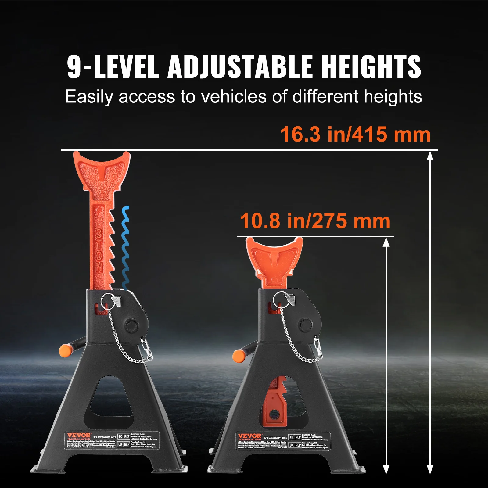 VEVOR Jack Stands 3/6 Ton (6000/12000 lbs) Capacity Car Jack Stands Double Locking Adjustable Height for lifting SU Pickup Truck