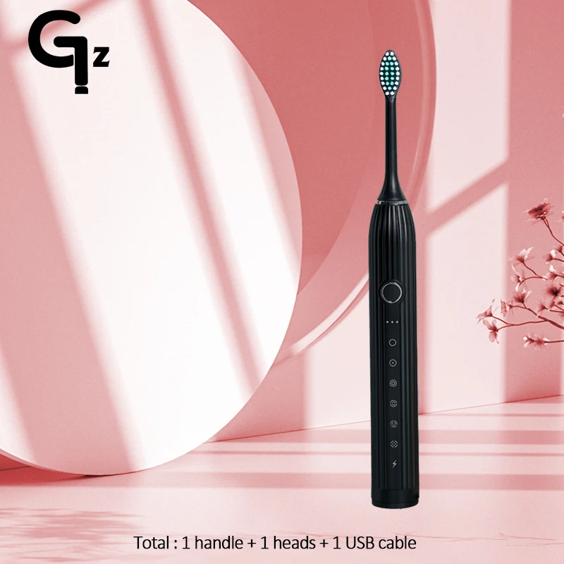 thumbnail image 1 of Cepillo de dientes eléctrico sónico GeZhou N105 para adultos, recargable por USB, con 8 cabezales de repuesto, 1 of 5