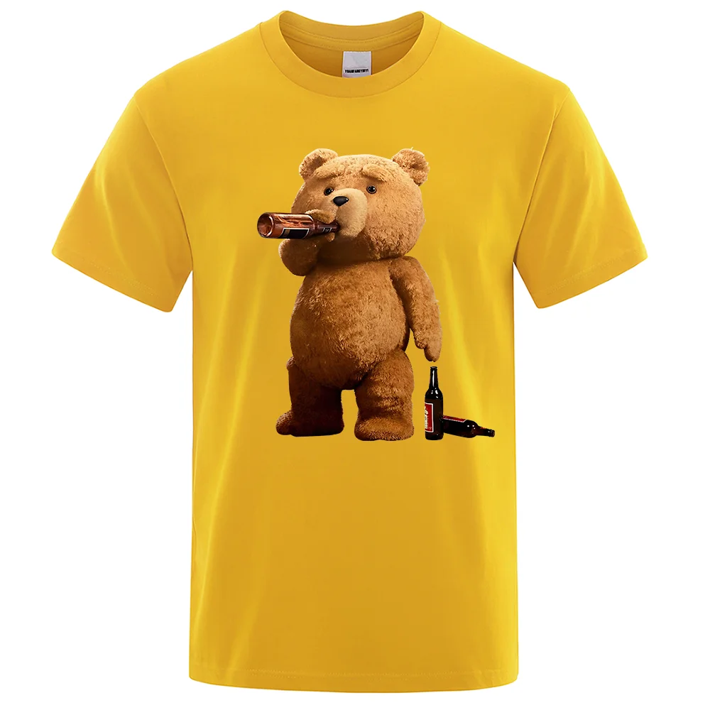 Charming Bear Beer Poster Graphic T-Shirt - Men's Casual Oversized Streetwear Tee