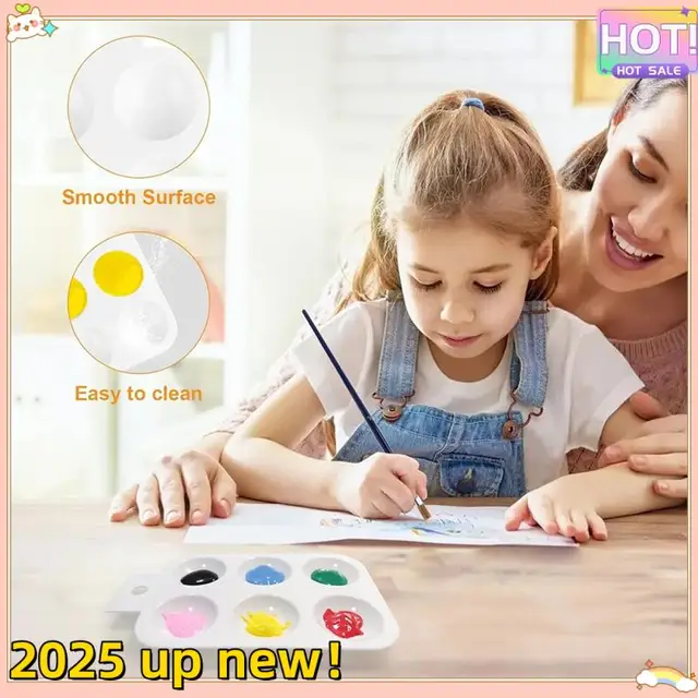 Classy-Paint Tray White Plastic Paint Tray With Hanging Holes 6 Rectangular Watercolor Palettes DIY Crafts 3