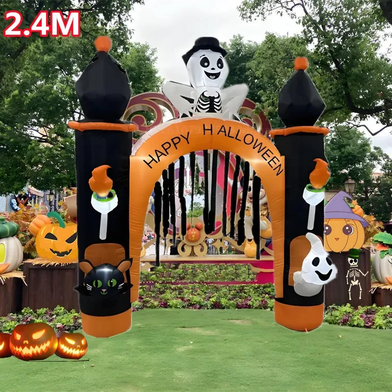 Inflatable Decoration Toy Halloween Inflatable Arch Toys Model Built-in LED Light Pumpkin Prop Outdoor Indoor Home Garden Party Terror Decoration
