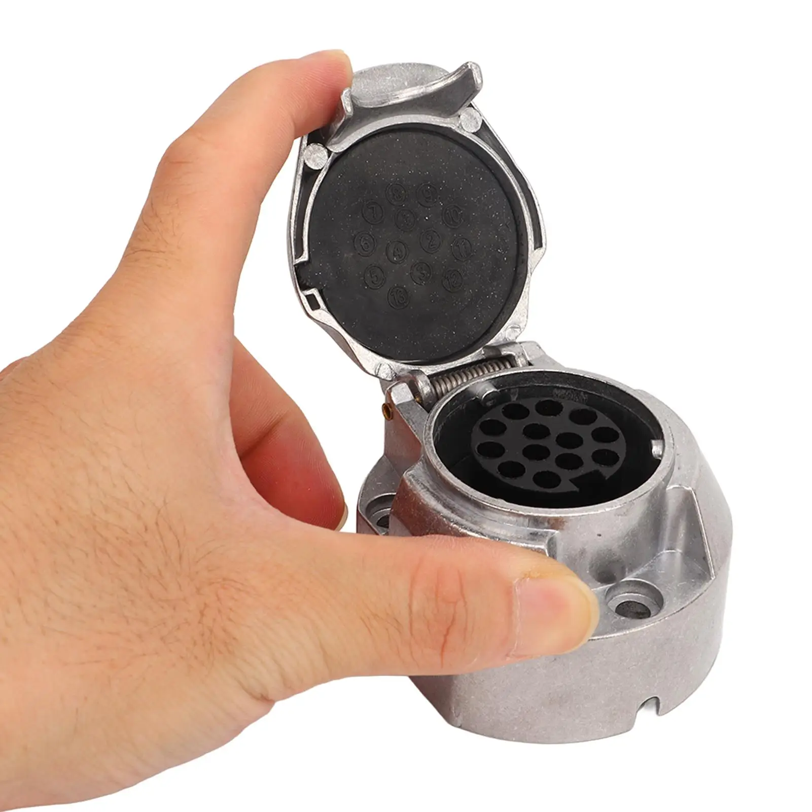 13 Pin Trailer Socket Aluminum Alloy Female Connector for EU Standard Caravans-12V Car Accessories