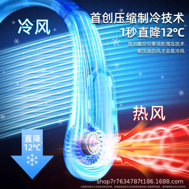 Description Picture 6 of itemNew Hanging Neck Fan Digital Display Power ventilador Bladeless Neckband Fan Portable Air Cooler USB Rechargeable Electric Fans