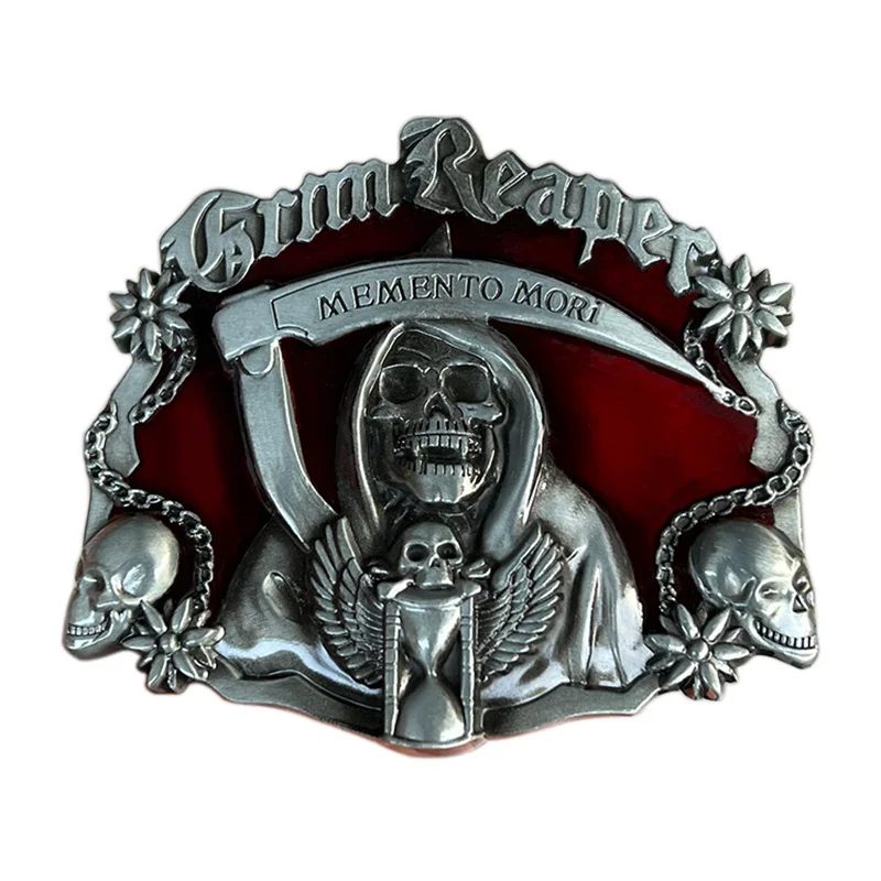 Fibbia Per Cintura Skull Scythe Reaper Stile Occidentale Europa E America