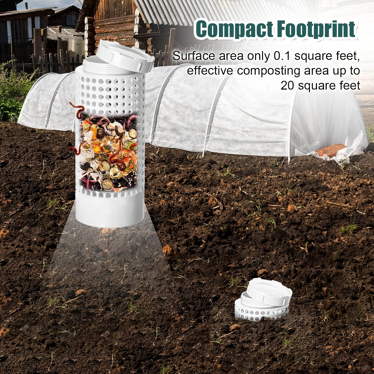 Worm Composting Bin for Small Flower Pots and Garden Space-Saving PVC Worm Tea Composter Tube 1pc