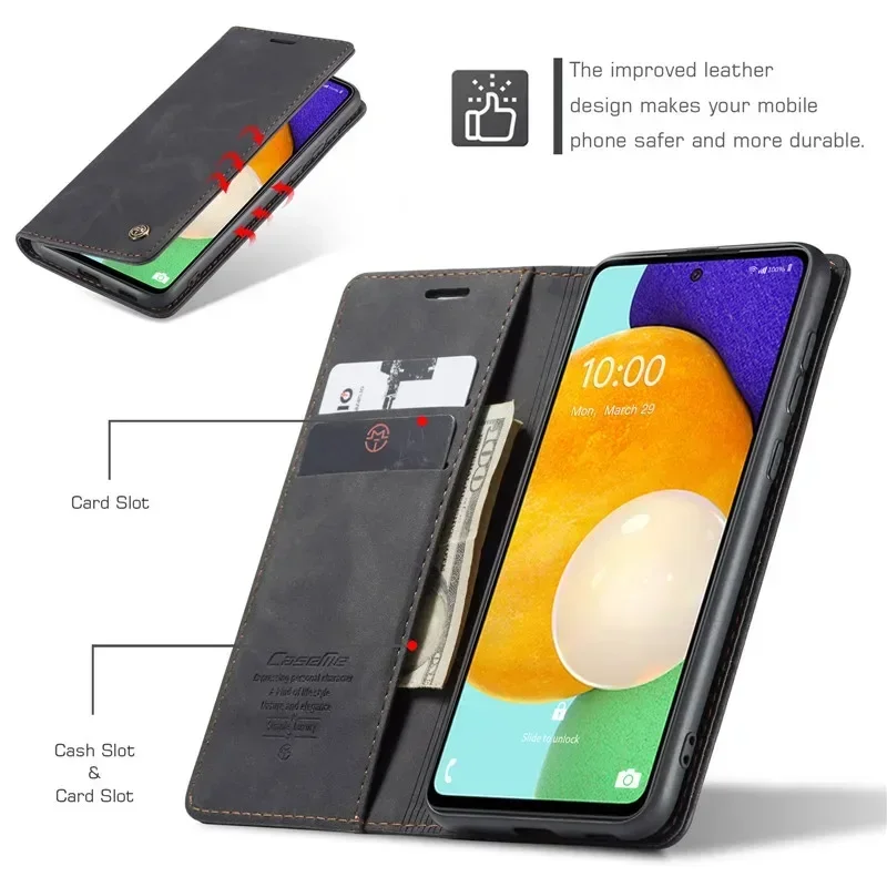 CaseMe Magnetic Flip Leather Phone Case with Wallet Card Holder