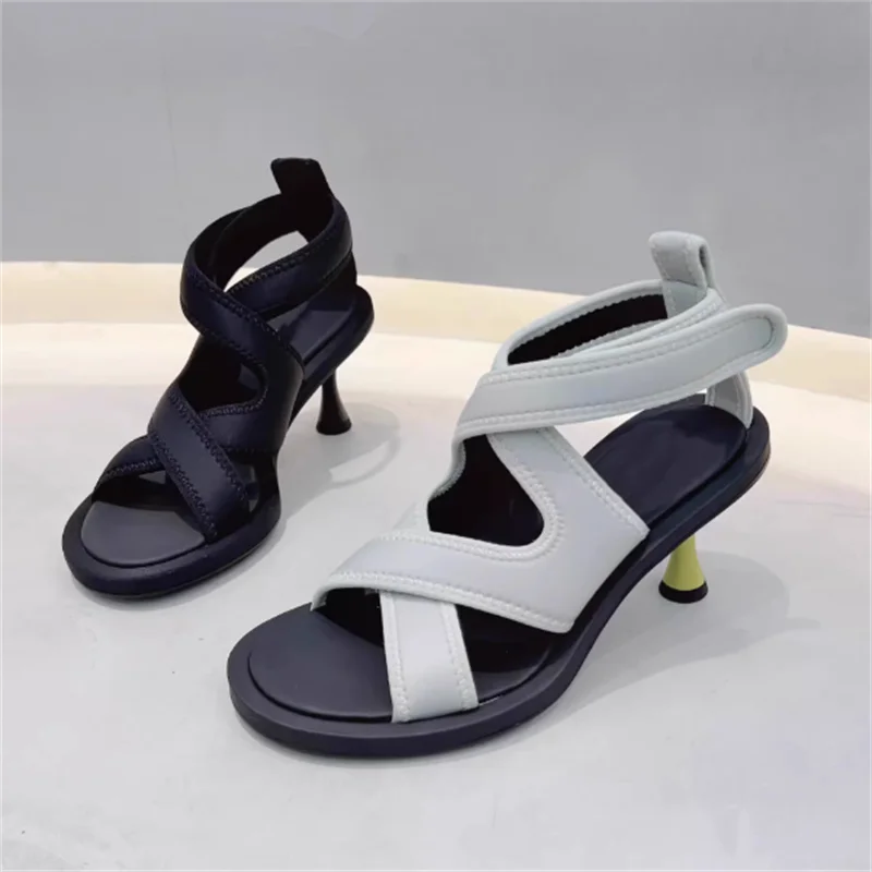 

Women High Heels Sandals New Fashion Summer Sexy Ladies Peep Toe Cross Strap Retro Roman Shoes Ladies Party Sandalia Feminina