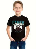Children Top Shirts Korean Children's Clothes Gamer Life Is a Game 2024 Kids Clothes T-shirt for a Boy Short Sleeve Tops Child 1