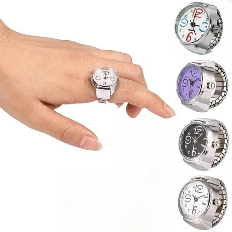 Men Women Creative Round Elastic Quartz Finger Ring Watch Fashion Couple Watch for Lovers