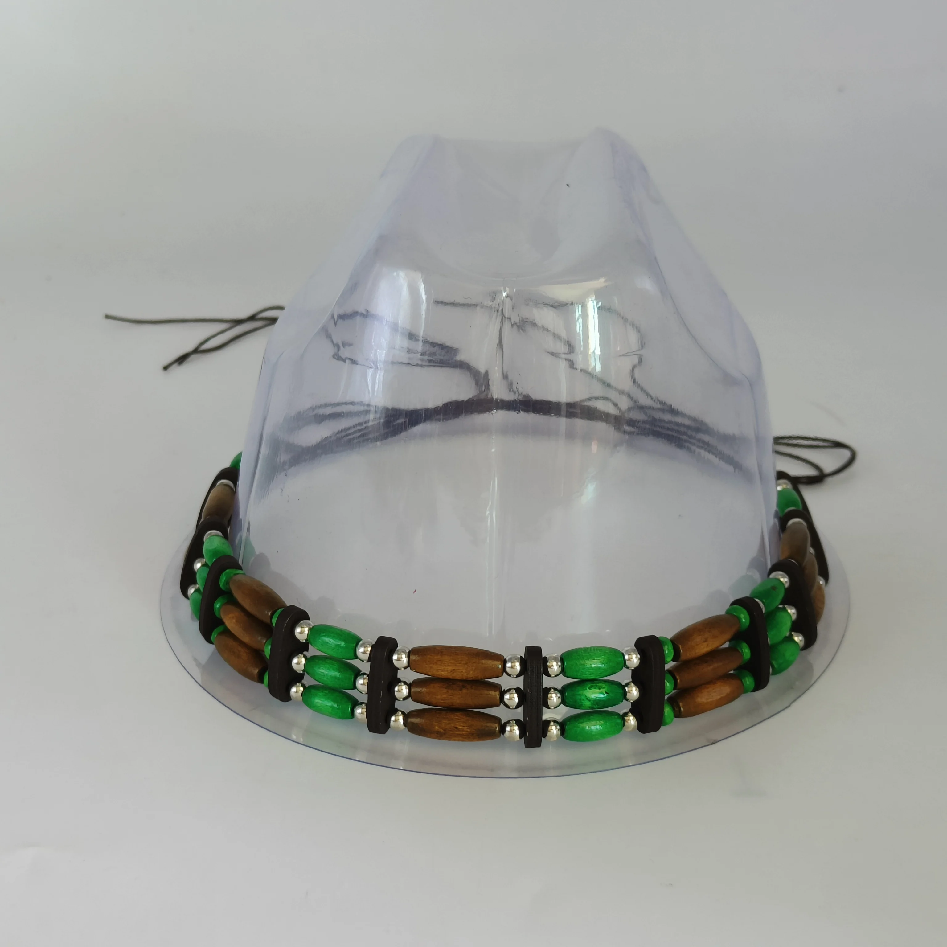 Türkis Hut Zubehör Haar böhmische gefärbte Holzperlen Hutband Fedora Hut Dekoration Strohhut Band Taille Seil Großhandel – Detail 2