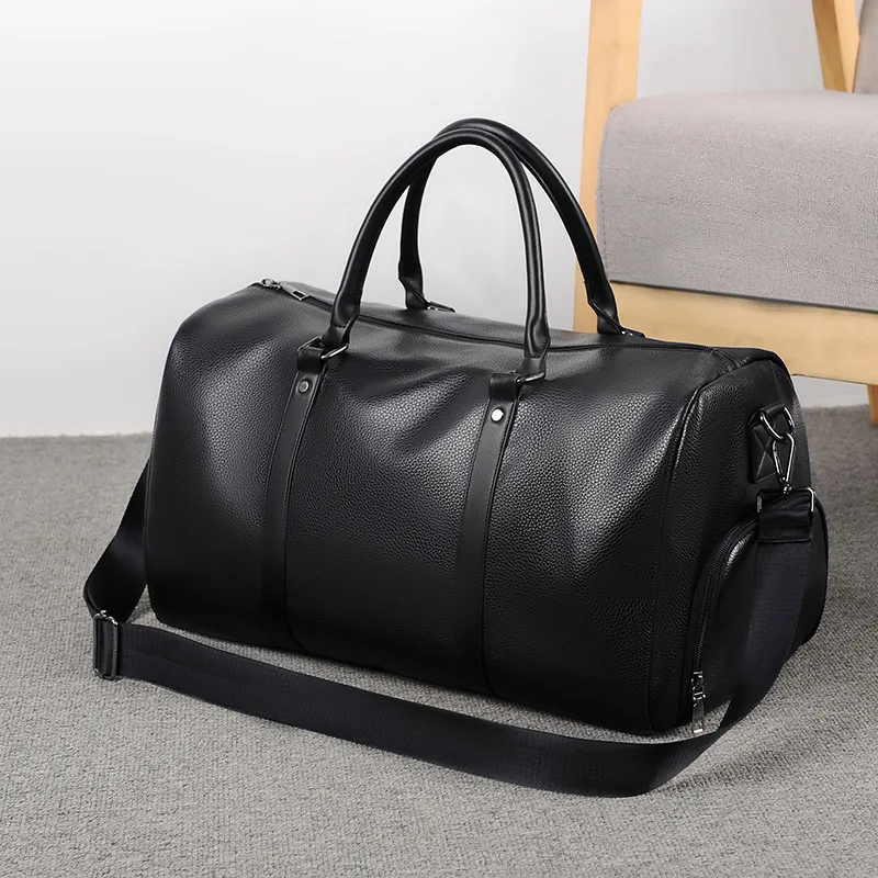 

Lagre Capacity Leather Men Women Travel Bag Carry on Luggage Bag Weekend Male Duffel Bag Shoulder Bag Gym Fitness Hand Bag