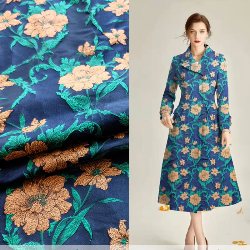 

Embossed Three-dimensional Jacquard Trench Coat Fabric Custom Dress Suit Tang Suit Brocade Cheongsam Fabric for Clothing