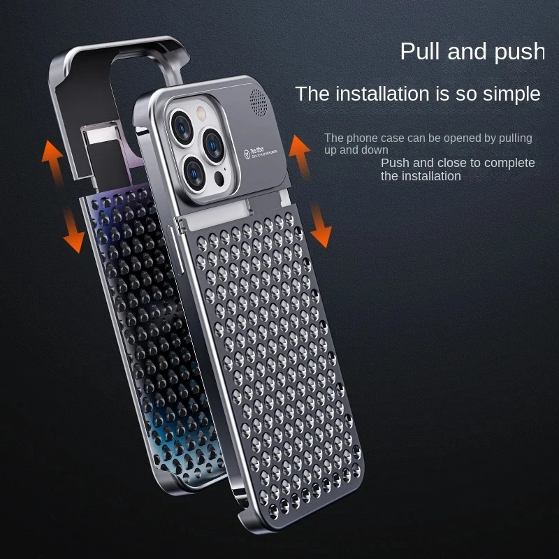 Luxury Metal Heat Dissipation Hollow Phone Case For iPhone 14 12 13 15 Pro Max 15Plus Fragrance Rimless Aluminum Cooling Cover