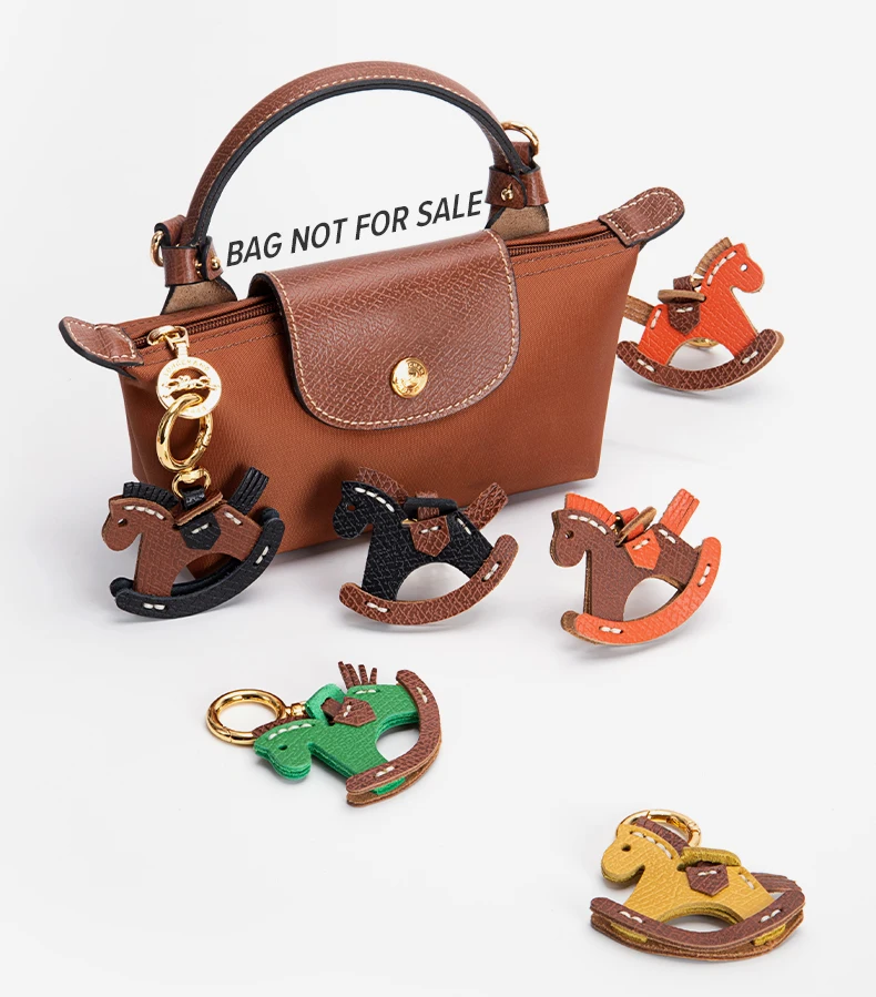 WUTA Genuine Leather Bag Charm Rocking Horse Pendant For Longchamp