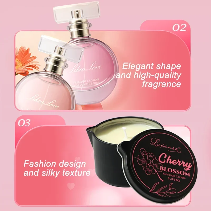 AIERSHA Valentine's Day Adults Gift Set Sex Perfume Massage Candle Full Body SPA for Couples Rose Vibrator Sex Toys for Women