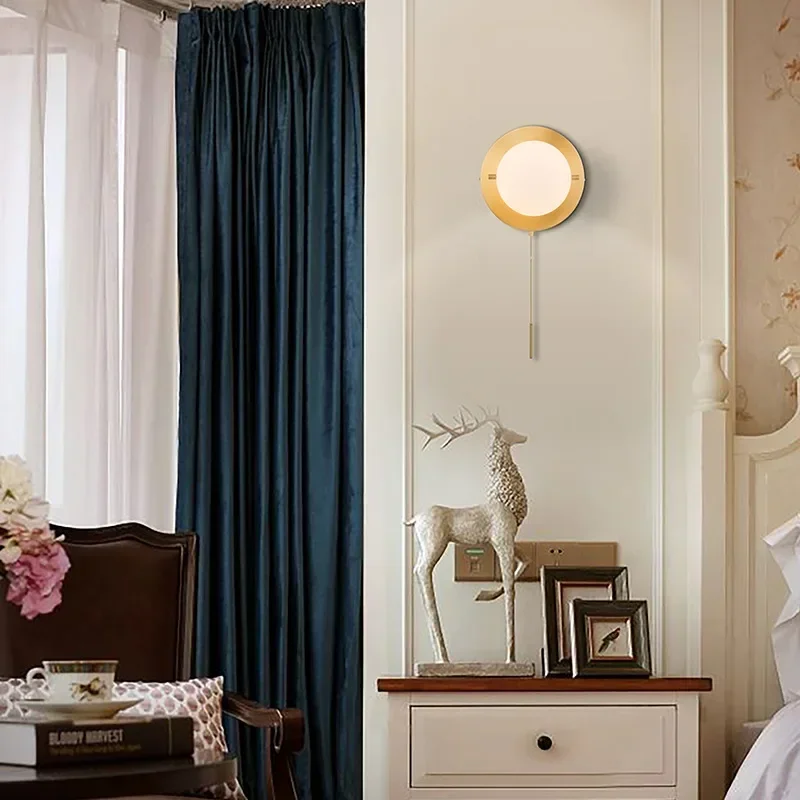 

Lamp Creative Postmodern Living Golden Bedroom Bedside Decoration Room Stair Aisle Light Fixtures Nordic Art Glass Ball Wall