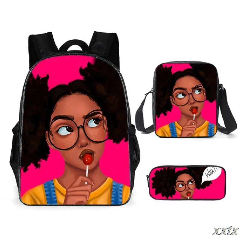 Hip hop fashion african girl d print pcs set pupil school bags laptop daypack backpack inclined
