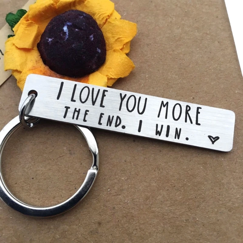 Lettering Keychain Charm, I lOVE More The End Keychain Couple Keyring Charm