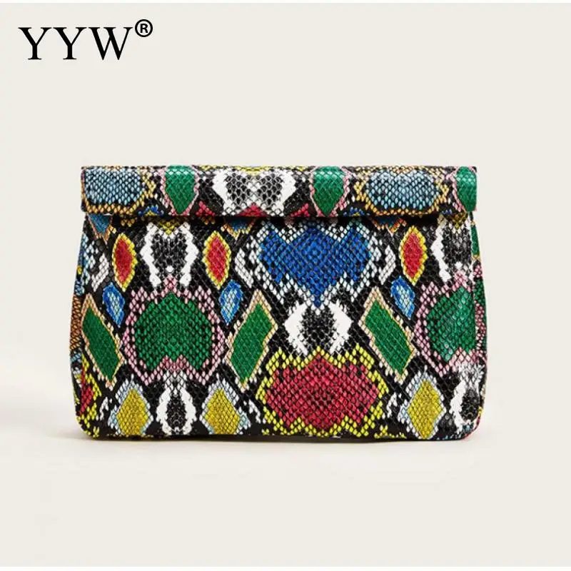 Luxury Snake Pattern Clutch Bag Female Party Designer Vintage Handheld Envelope Bags Wallets Card Holder Large Capacity Clutchs