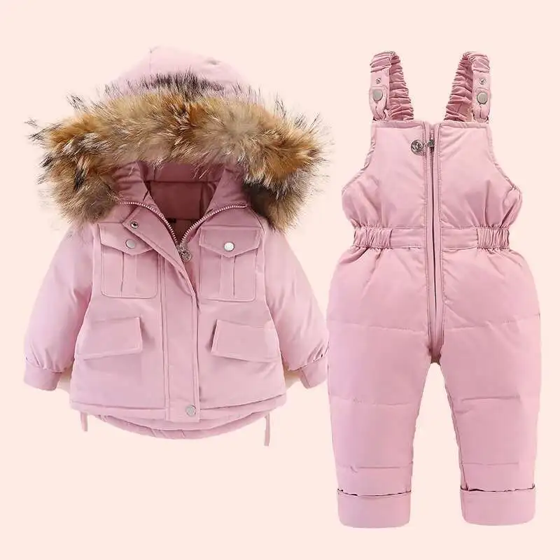 Down Jacket Children Jackets Girls Coat 2pcs Set Baby toddler Girl kids clothes autumn winter + jumpsuit Warm coat Infant snowsuit 0-6Year