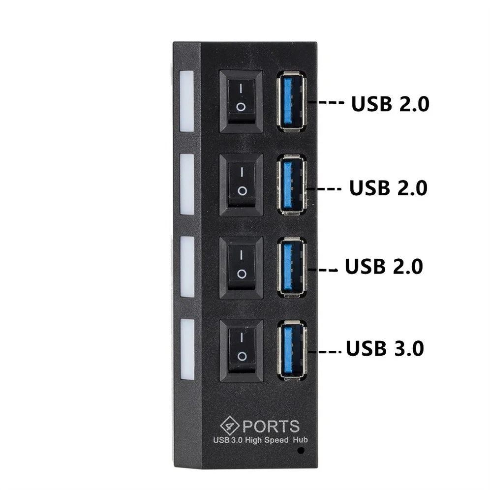 Usb Hub Splitter com Adaptador de Energia para pc Várias Portas Multi Divisor Acessórios para Computador Portas Portas - Imagem 3