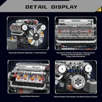 Mould King 535pcs 10088 V8 Engine MOC Simulation Scale Model Battery Box L Motor Electrically Drive Building Blocks Toy Gift 4