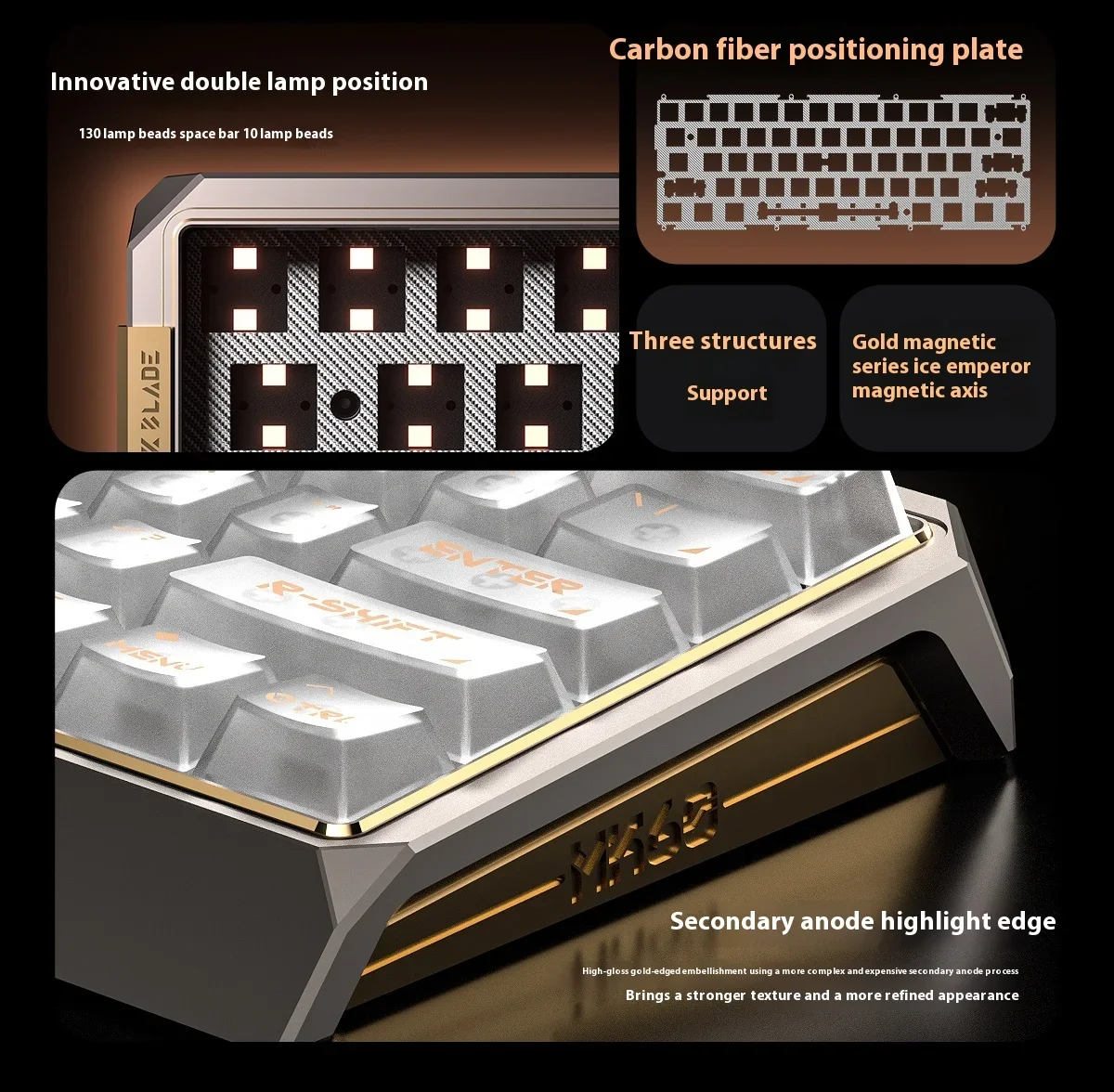 MorkBlade x AULA コラボモデル MK60 赤 AULA X MORK BLADE MK60 Magnetic Switch Mechanical Keyboard