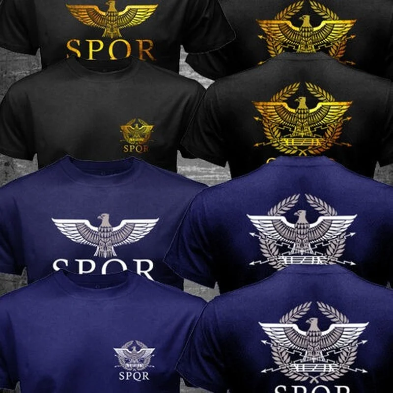 

New SPQR Roman Rome Senate Military Faction Eagle Logo Men T-shirt Short Sleeve Casual Cotton O-Neck Summer TShirts