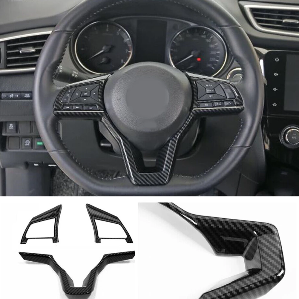 

3Pcs Carbon Fiber Inner Steering Wheel Cover Trim Fits For NISSAN For ROGUE 2017-2020 Automobiles Interior Accessories