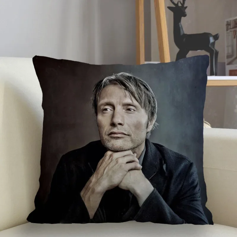 Musife Mads Mikkelsen 맞춤형 사각 베개 커버 케이스, 지퍼 베개 케이스, 35*35,40*40,45*45cm, 드롭 배송