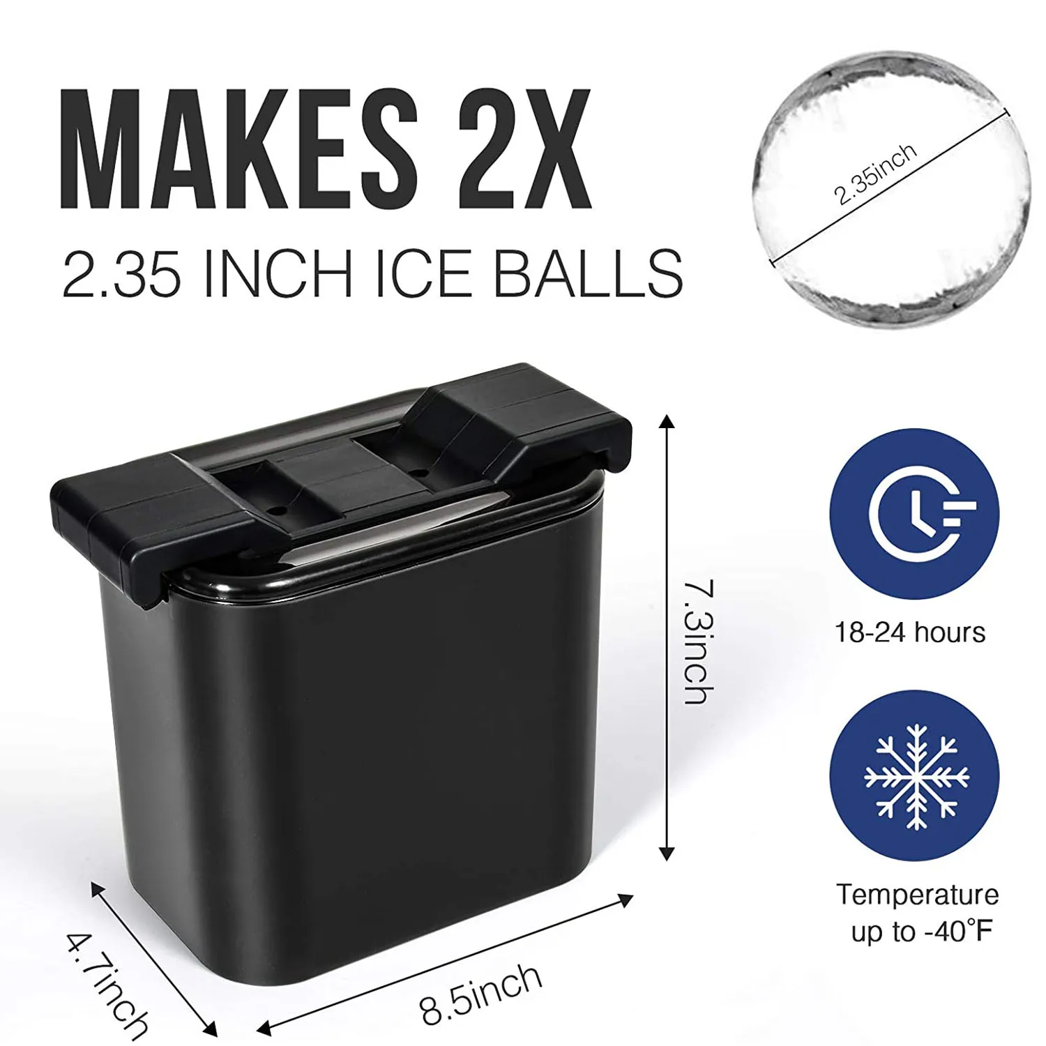 Whiskey Ice Ball Maker Clear Silicone Ice Cube Maker Tray Sphere Crystal Clear 2.35 Inch Whiskey Transparent Round Ice Box Mold