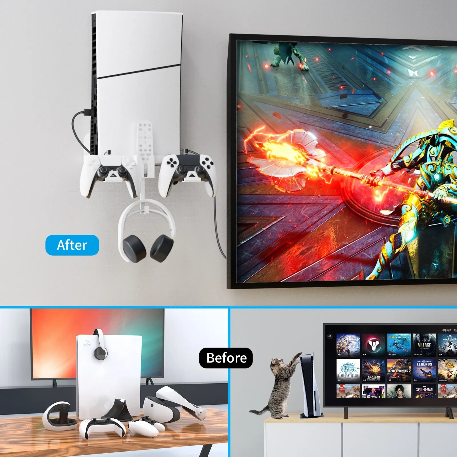 Storage Stand Bracket With Magnetic Charging for PS5